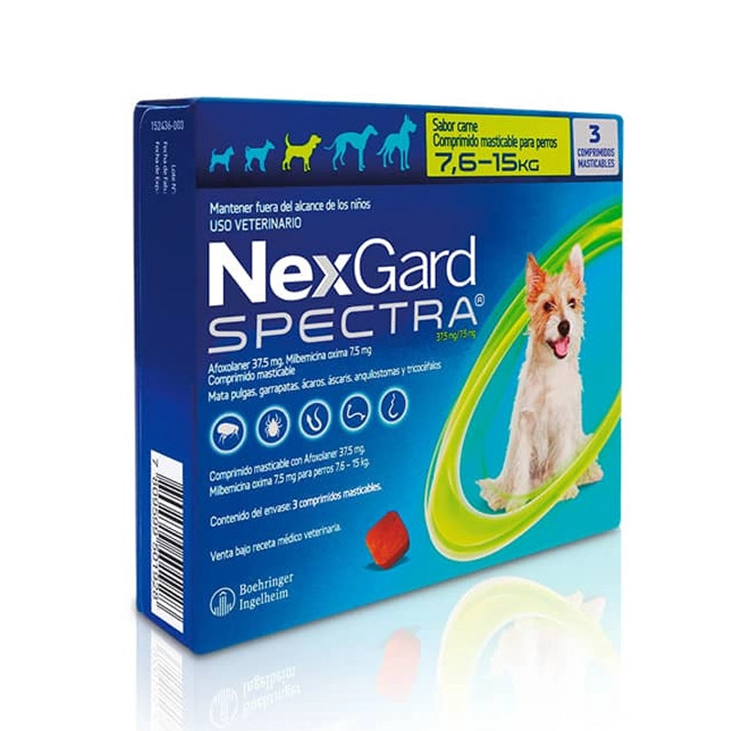 NexGard Spectra 7,6 a 15 Kg, 3 comprimidos
