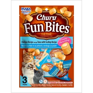 Churu Fun Bites Chicken Recipe Wraps Tuna with Scallop Recipe para Gatos 3 packs