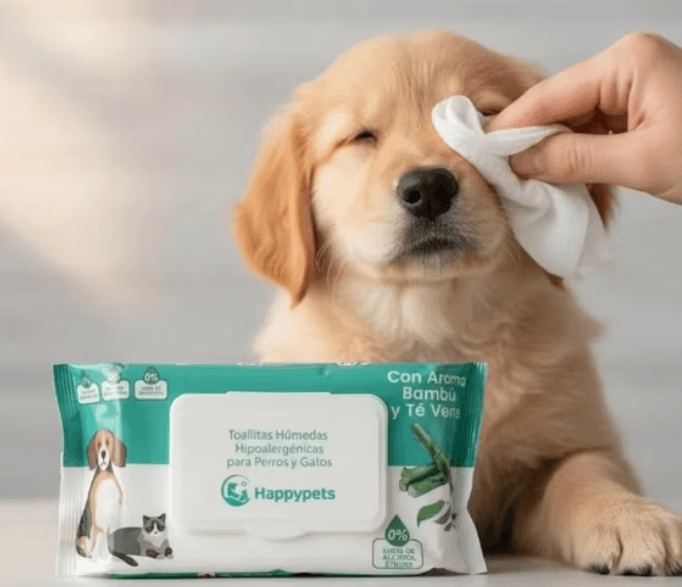 Toallitas Humedas Happypets para perros y gatos 50 u Aroma bambu y té verde
