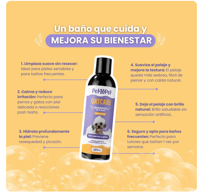 PetMyPet Shampoo Piel Sensible Oat Care de Avena 237 ml - Imagen 3