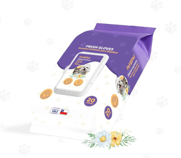 PetMyPet Fresh Gloves Guantes Húmedos Para Limpieza 20 unidades.