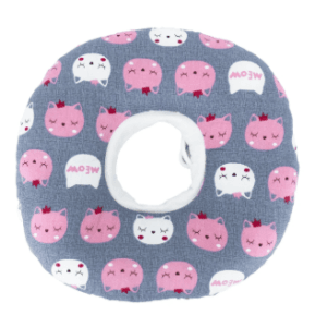 Collar Isabelino Tipo Almohada Talla M Gris Cara Gatito